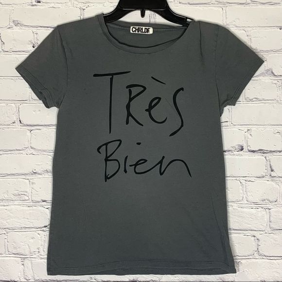 CHRLDR Tops - Chrldr Charcoal Gray 'TresBien' short sleeve T-shirt